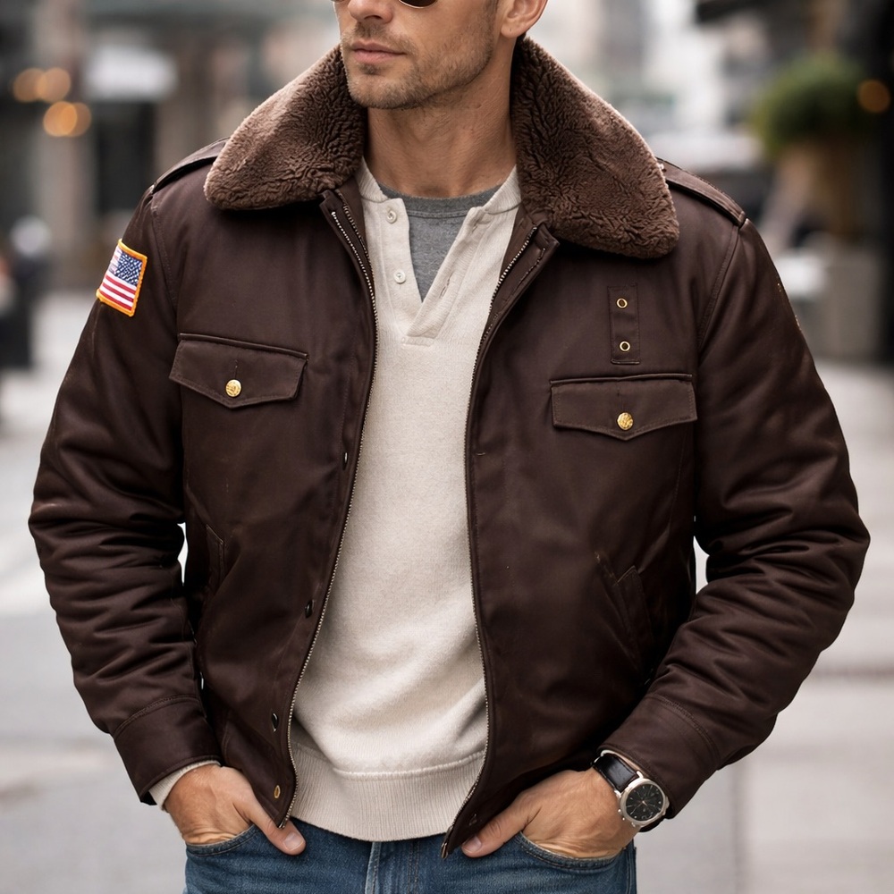 Vintage Blauer Officer Line Jacket 46L Brown Military Uniform Coat USA